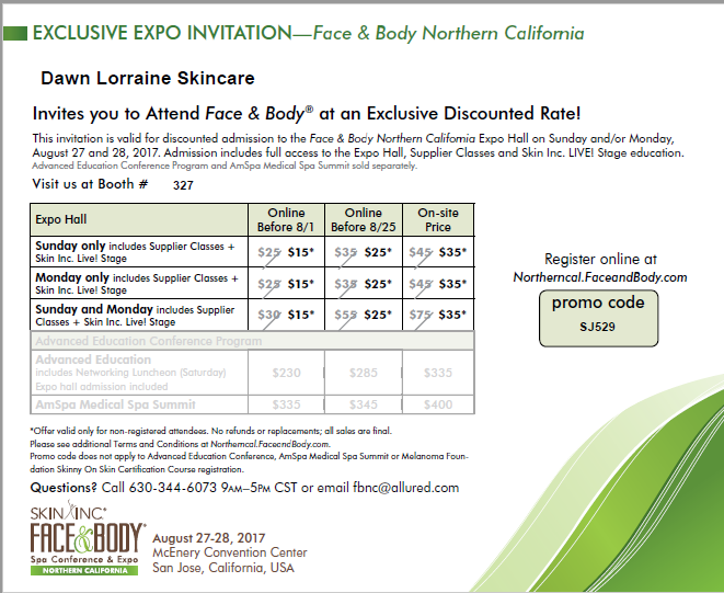FACE & BODY SAN JOSE DISCOUNT Dawn Lorraine Skincare